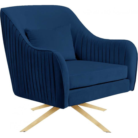 Meridian Furniture Paloma Velvet Swivel Accent Chair - Navy - Chairs