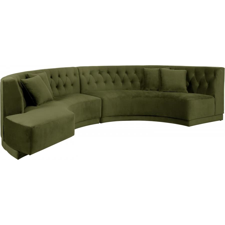 Meridian Furniture Kenzi Velvet 2pc. Sectional - Olive - Sofas