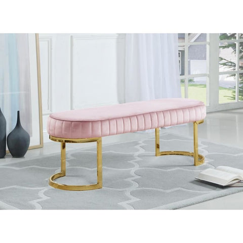 Meridian Furniture Lemar Velvet Bench - Pink - Benches