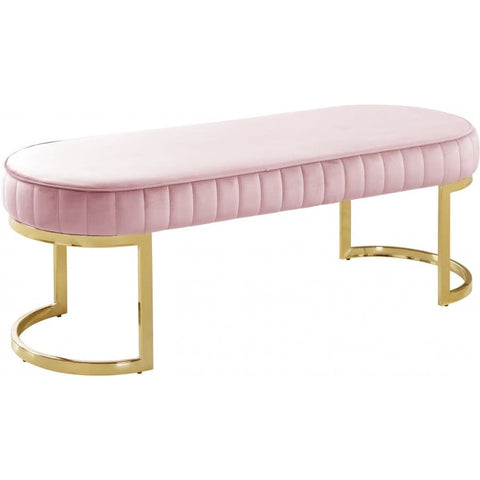 Meridian Furniture Lemar Velvet Bench - Pink - Benches