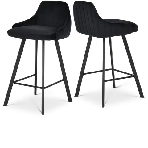 Meridian Furniture Viviene Velvet Counter Stool - Black - Stools