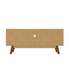 Manhattan Comfort Mid-Century Modern Marcus 53.14 TV Stand with Solid Wood Legs in Greige and Nature