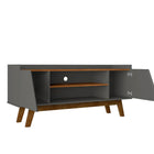 Manhattan Comfort Mid-Century Modern Marcus 53.14 TV Stand with Solid Wood Legs in Grey and Nature
