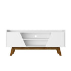 Manhattan Comfort Mid-Century Modern Marcus 53.14 TV Stand with Solid Wood Legs in White-Modern Room Deco