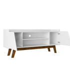 Manhattan Comfort Mid-Century Modern Marcus 53.14 TV Stand with Solid Wood Legs in White