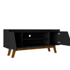 Manhattan Comfort Mid-Century Modern Marcus 53.14 TV Stand with Solid Wood Legs in  Matte Black