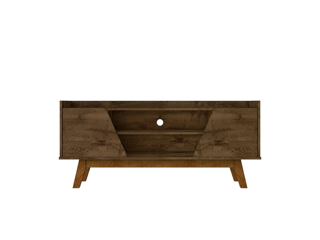 Manhattan Comfort Mid-Century Modern Marcus 53.14 TV Stand with Solid Wood Legs in  Rustic Brown-Modern Room Deco