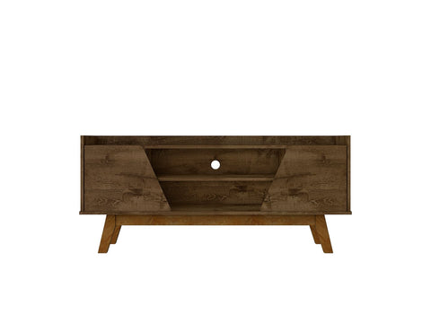 Manhattan Comfort Mid-Century Modern Marcus 53.14 TV Stand with Solid Wood Legs in  Rustic Brown-Modern Room Deco