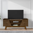 Manhattan Comfort Mid-Century Modern Marcus 53.14 TV Stand with Solid Wood Legs in  Rustic Brown