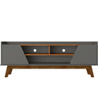 Manhattan Comfort Mid-Century Modern Marcus 62.99 TV Stand with Solid Wood Legs in Grey and Nature-Modern Room Deco