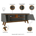 Manhattan Comfort Mid-Century Modern Marcus 62.99 TV Stand with Solid Wood Legs in Grey and Nature