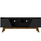 Manhattan Comfort Mid-Century Modern Marcus 62.99 TV Stand with Solid Wood Legs in  Matte Black-Modern Room Deco