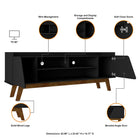 Manhattan Comfort Mid-Century Modern Marcus 62.99 TV Stand with Solid Wood Legs in  Matte Black