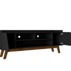 Manhattan Comfort Mid-Century Modern Marcus 62.99 TV Stand with Solid Wood Legs in  Matte Black