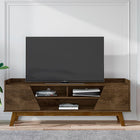 Manhattan Comfort Mid-Century Modern Marcus 62.99 TV Stand with Solid Wood Legs in  Rustic Brown