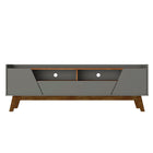 Manhattan Comfort Mid-Century Modern Marcus 70.86 TV Stand with Solid Wood Legs in Grey and Nature-Modern Room Deco