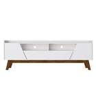 Manhattan Comfort Mid-Century Modern Marcus 70.86 TV Stand with Solid Wood Legs in White-Modern Room Deco