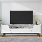 Manhattan Comfort Mid-Century Modern Marcus 70.86 TV Stand with Solid Wood Legs in White