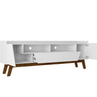 Manhattan Comfort Mid-Century Modern Marcus 70.86 TV Stand with Solid Wood Legs in White