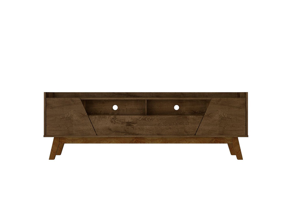 Manhattan Comfort Mid-Century Modern Marcus 70.86 TV Stand with Solid Wood Legs in  Rustic Brown-Modern Room Deco