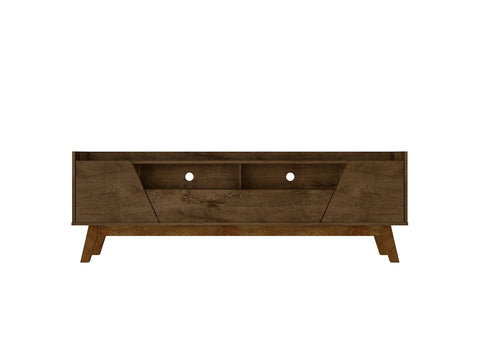 Manhattan Comfort Mid-Century Modern Marcus 70.86 TV Stand with Solid Wood Legs in  Rustic Brown-Modern Room Deco