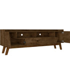 Manhattan Comfort Mid-Century Modern Marcus 70.86 TV Stand with Solid Wood Legs in  Rustic Brown