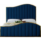 Meridian Furniture Jolie Velvet Queen Bed - Navy - Bedroom Beds