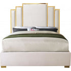 Meridian Furniture Hugo Velvet Queen Bed - Cream - Bedroom Beds