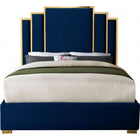 Meridian Furniture Hugo Velvet Queen Bed - Navy - Bedroom Beds