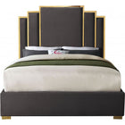 Meridian Furniture Hugo Velvet King Bed - Grey - Bedroom Beds
