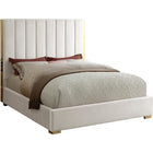 Meridian Furniture Becca Velvet Queen Bed - Cream - Bedroom Beds