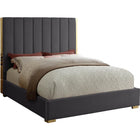 Meridian Furniture Becca Velvet Queen Bed - Grey - Bedroom Beds