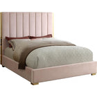 Meridian Furniture Becca Velvet King Bed - Pink - Bedroom Beds