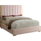 Meridian Furniture Becca Velvet Queen Bed - Pink - Bedroom Beds
