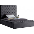 Meridian Furniture Bliss Velvet Twin Bed - Grey - Bedroom Beds