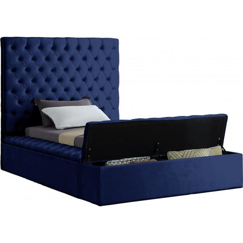 Meridian Furniture Bliss Velvet Twin Bed - Navy - Bedroom Beds