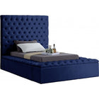 Meridian Furniture Bliss Velvet Twin Bed - Navy - Bedroom Beds