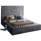 Meridian Furniture Bliss Velvet Full Bed - Grey - Bedroom Beds