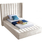 Meridian Furniture Kiki Velvet Twin Bed - Cream - Bedroom Beds
