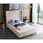 Meridian Furniture Kiki Velvet Twin Bed - Bedroom Beds