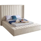 Meridian Furniture Kiki Velvet King Bed - Cream - Bedroom Beds