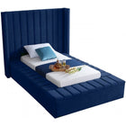 Meridian Furniture Kiki Velvet Twin Bed - Navy - Bedroom Beds