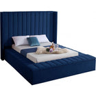 Meridian Furniture Kiki Velvet Queen Bed - Navy - Bedroom Beds