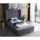 Meridian Furniture Kiki Velvet Twin Bed - Bedroom Beds