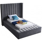 Meridian Furniture Kiki Velvet Twin Bed - Grey - Bedroom Beds