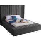 Meridian Furniture Kiki Velvet King Bed - Grey - Bedroom Beds
