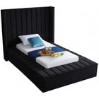 Meridian Furniture Kiki Velvet Twin Bed - Black - Bedroom Beds