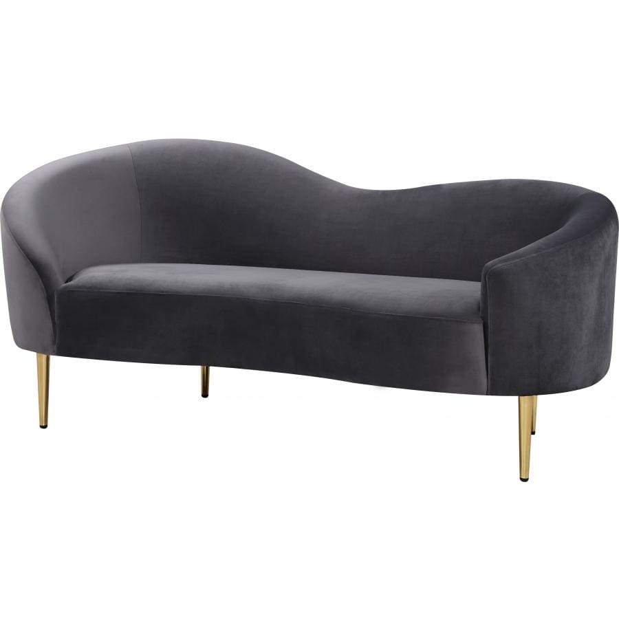 Meridian Furniture Ritz Velvet Loveseat - Grey - Loveseats