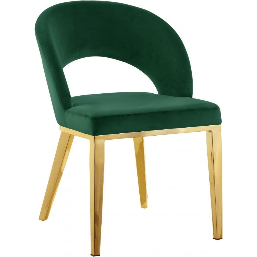 Meridian Furniture Roberto Velvet Dining Chair-Set of 2 - Green - Dining Chairs