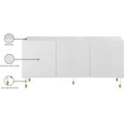 Meridian Furniture Starburst Sideboard/Buffet - White - Storage